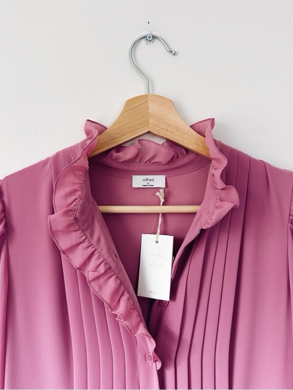 Aritzia Wilfred Salon Chiffon Button-up Maxi Shirt Dress Frozen Berry - Picture 8 of 10